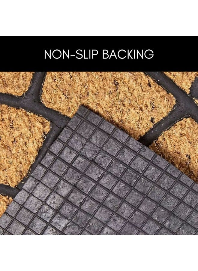 LUANCE Arabesque Design Half Round Shape Non-Slip Door Mat Brown and Black 40 x 60 cm 140191058 - Image 3